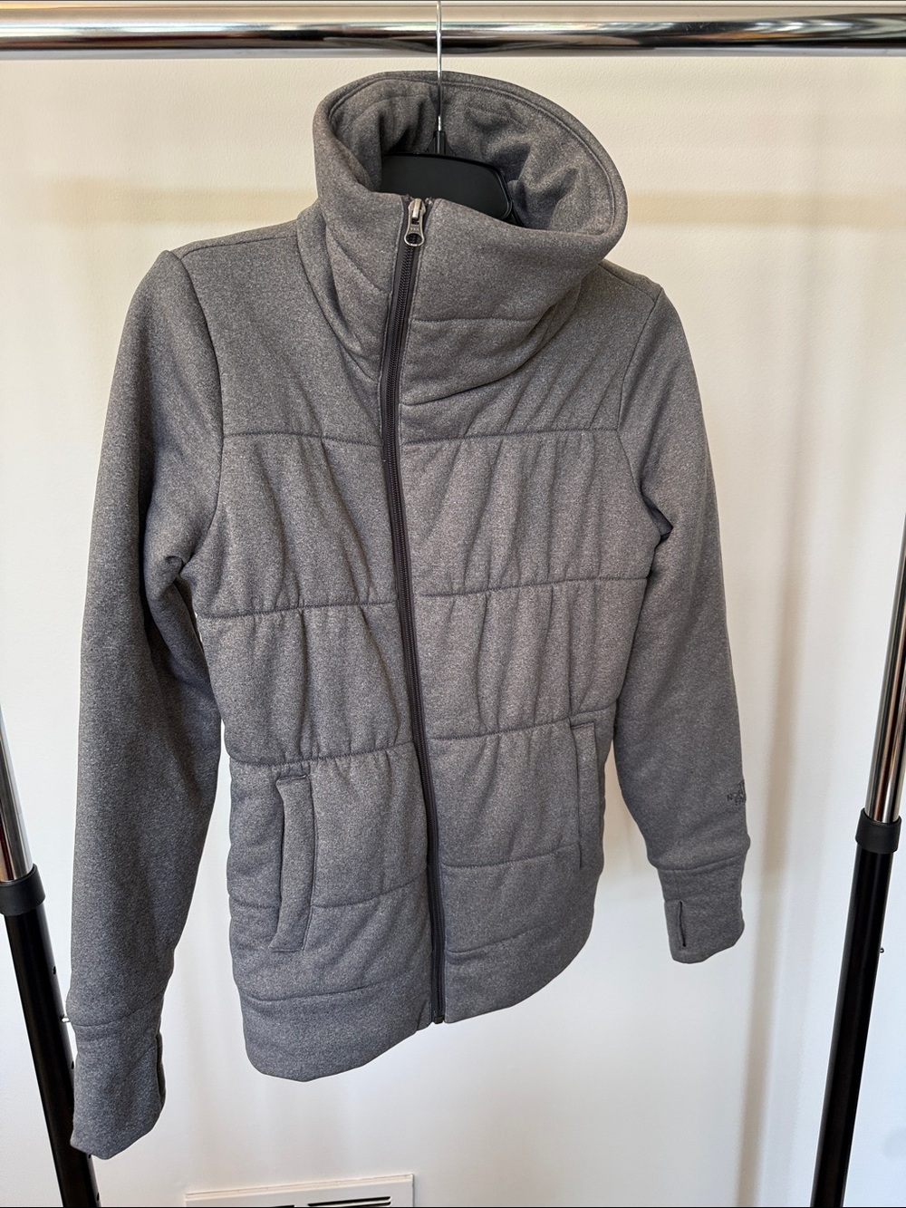 The North Face Women's Gray Quilted Funnel Neck Puffer Jacket